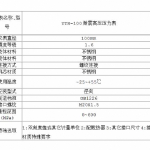 杰瑞特Y-150 600Mpa不锈钢耐震高压压力表
